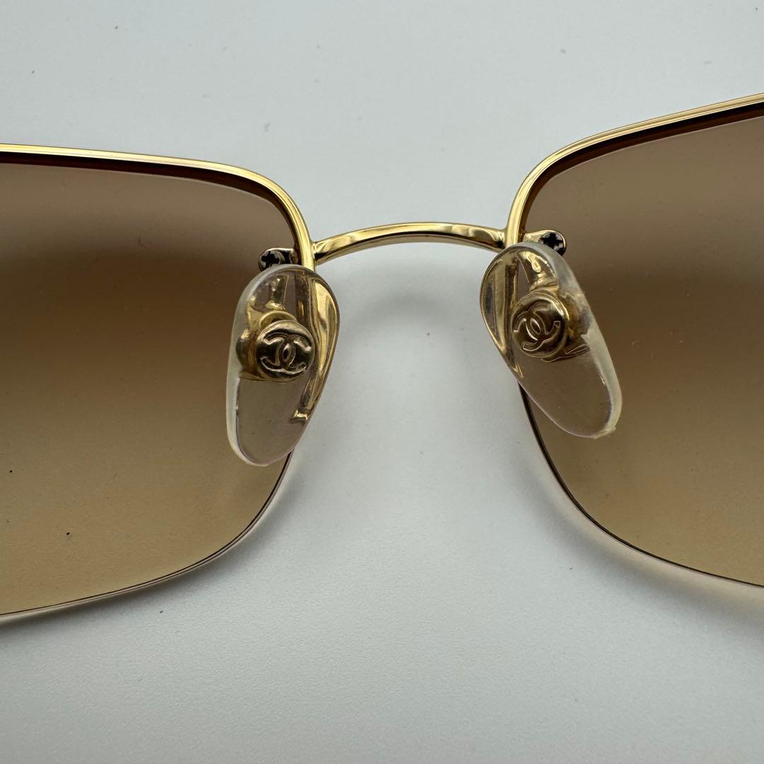 【美品】CHANEL シャネル ココマーク リムレス サングラス ゴールド 度入