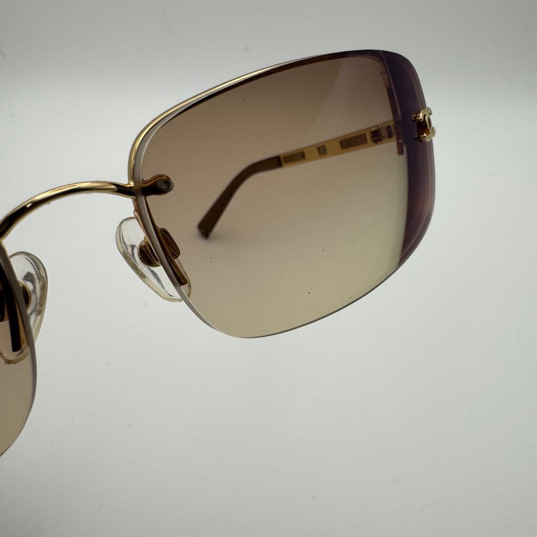 【美品】CHANEL シャネル ココマーク リムレス サングラス ゴールド 度入