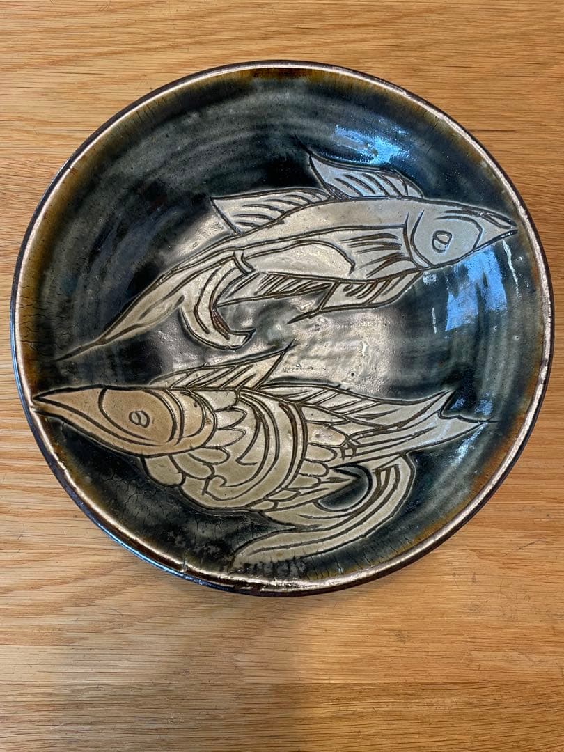 金城次郎 壺屋時代 魚紋皿／直径22cm 民藝