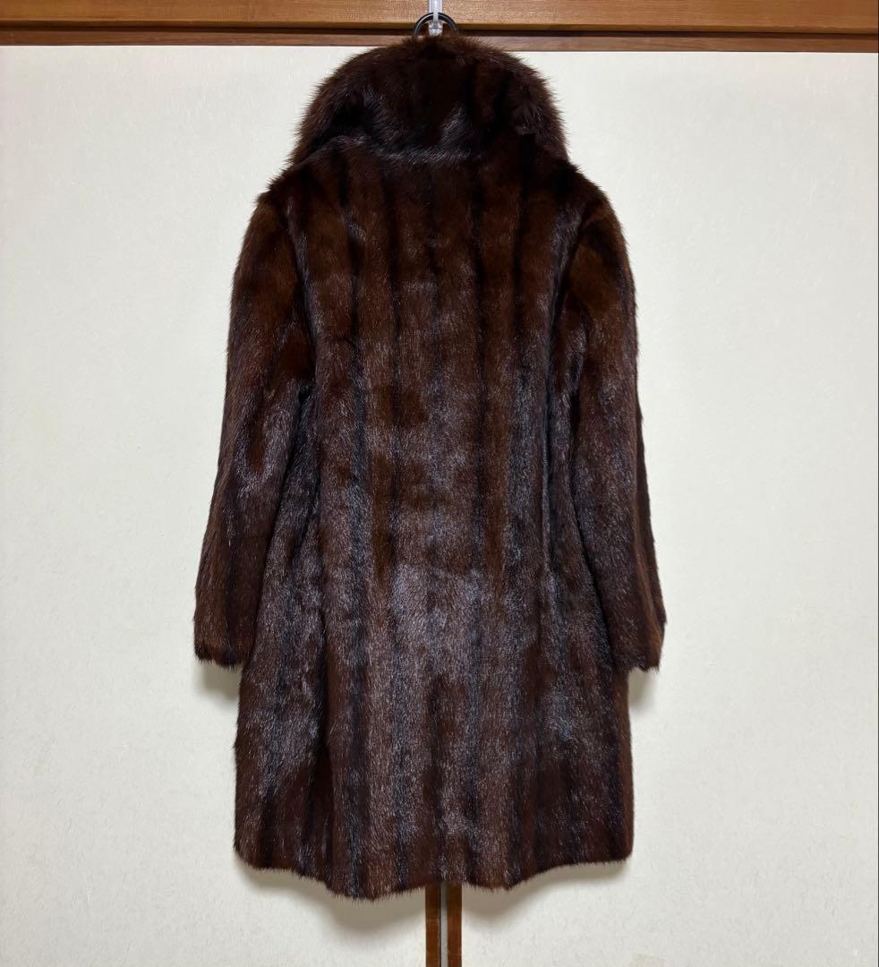 FANCY ブラウン ストライプ毛皮コート