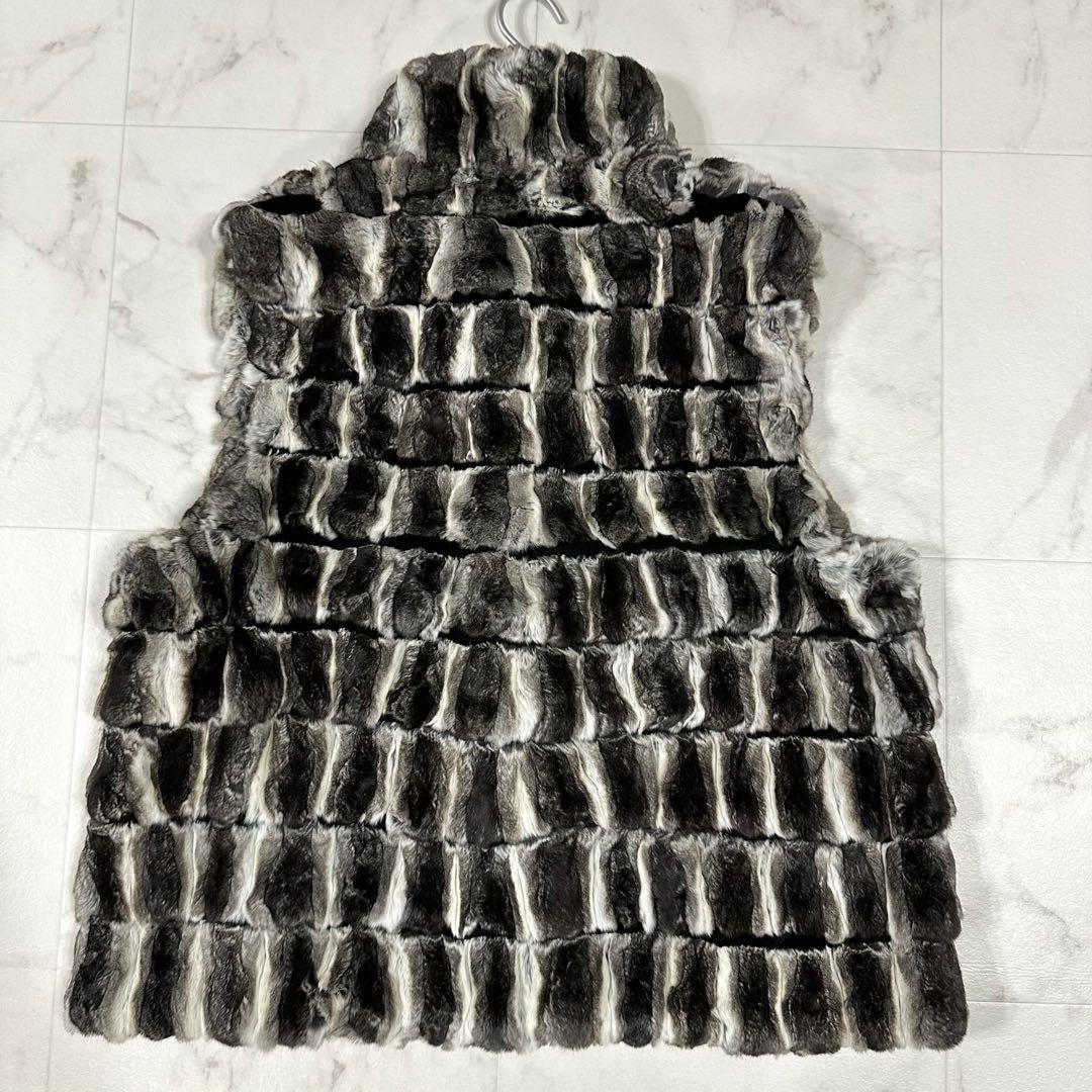 【美品】J-white チンチラファーベスト リアルファー Lサイズ