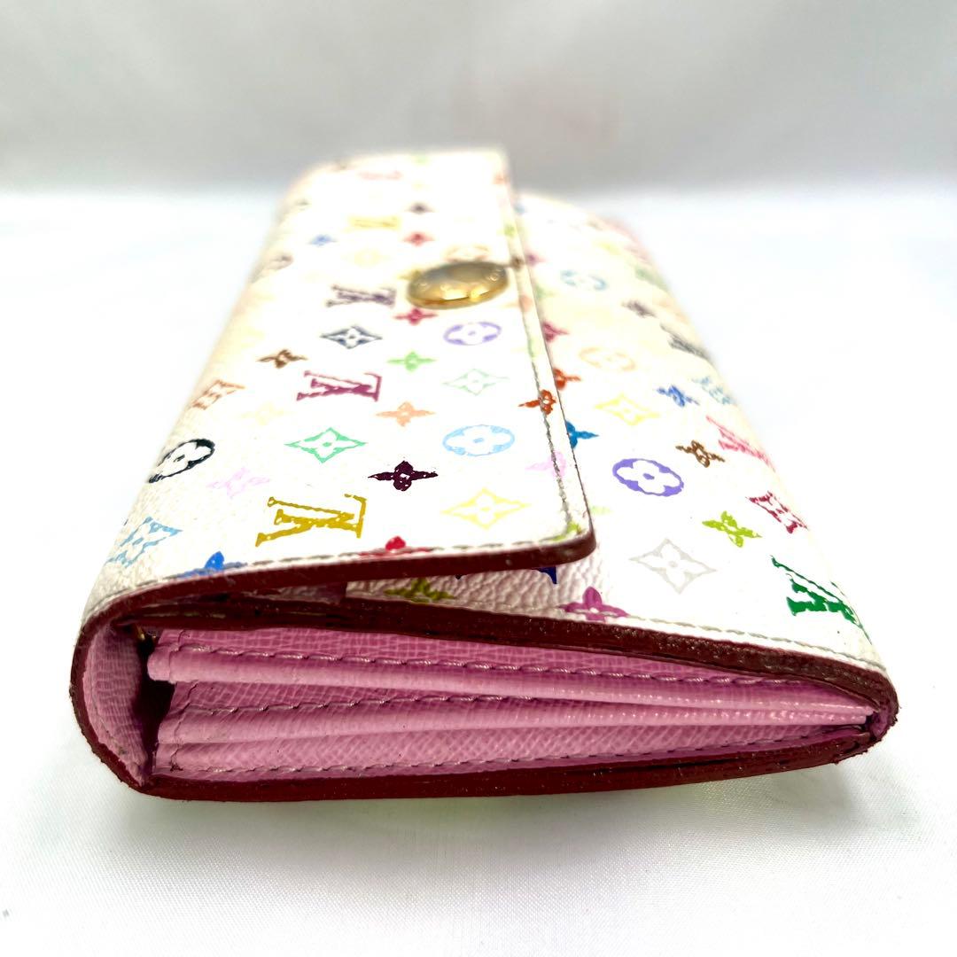 ルイヴィトン マルチカラー 村上 隆 ポルトフォイユ サラ 白×ピンク