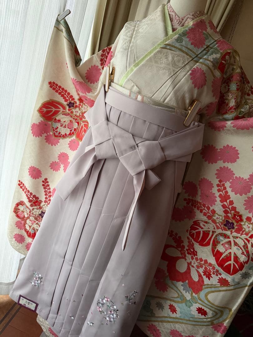 振袖フルセット アイボリー×ピンク×コーラル×ペールブルー×ゴールド 古典柄