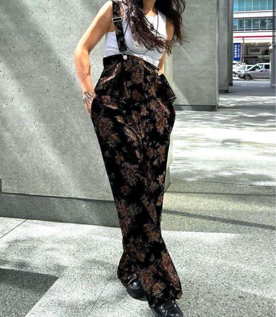 パンツ Ameri FLOWER PRINT VELOUR PANTS