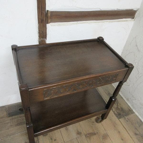 イギリス アンティーク 家具 キッチンワゴン トロリー 引き出し付き 6890d