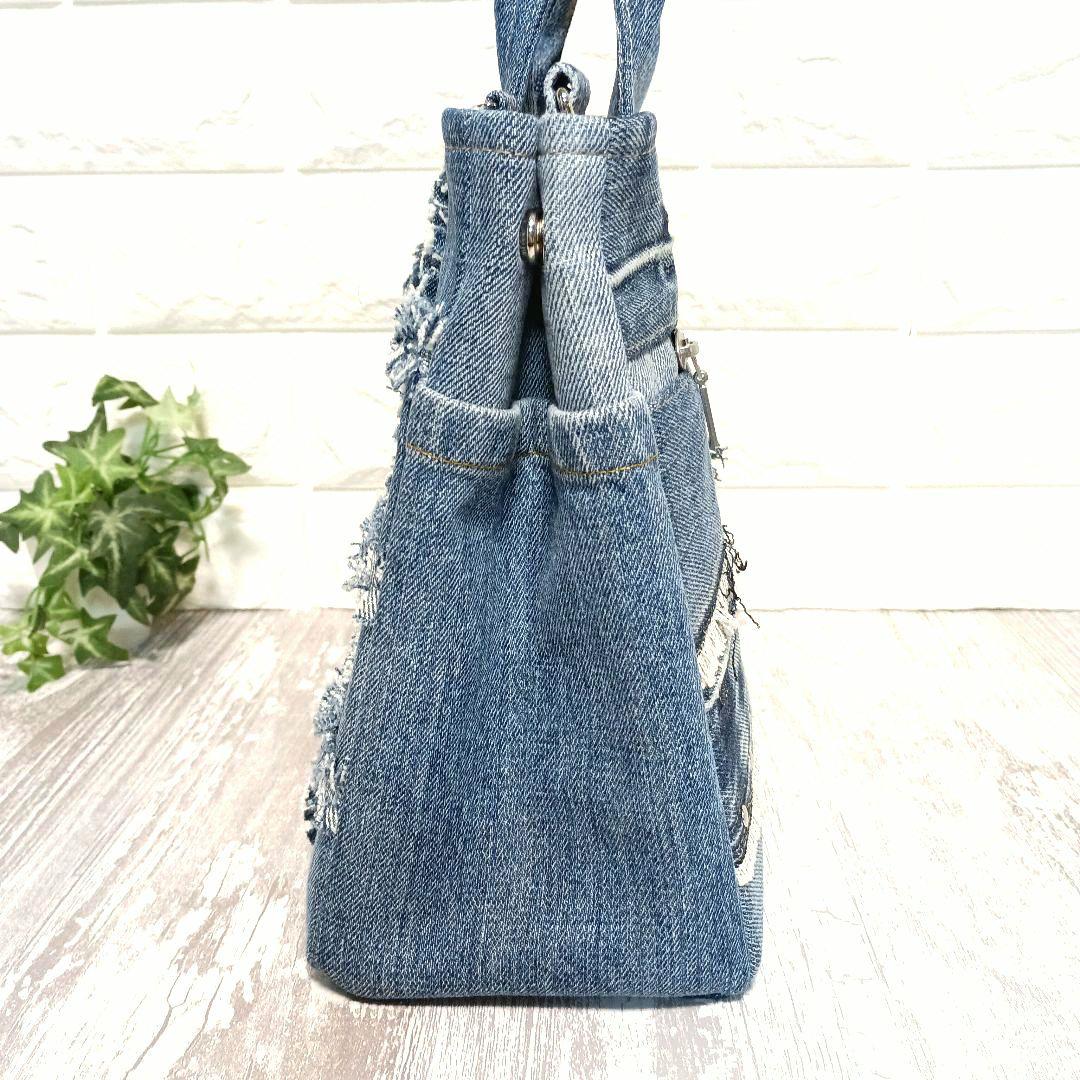 リメイクデニム★フリンジトートバッグM＋ショルダーストラップ