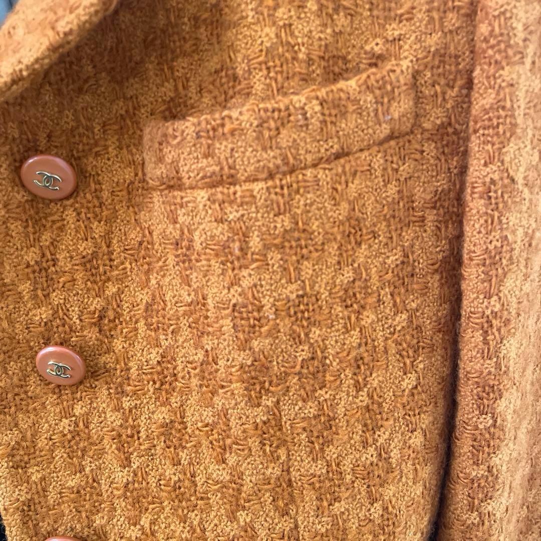 シャネル　オレンジ ツイード テーラードジャケット