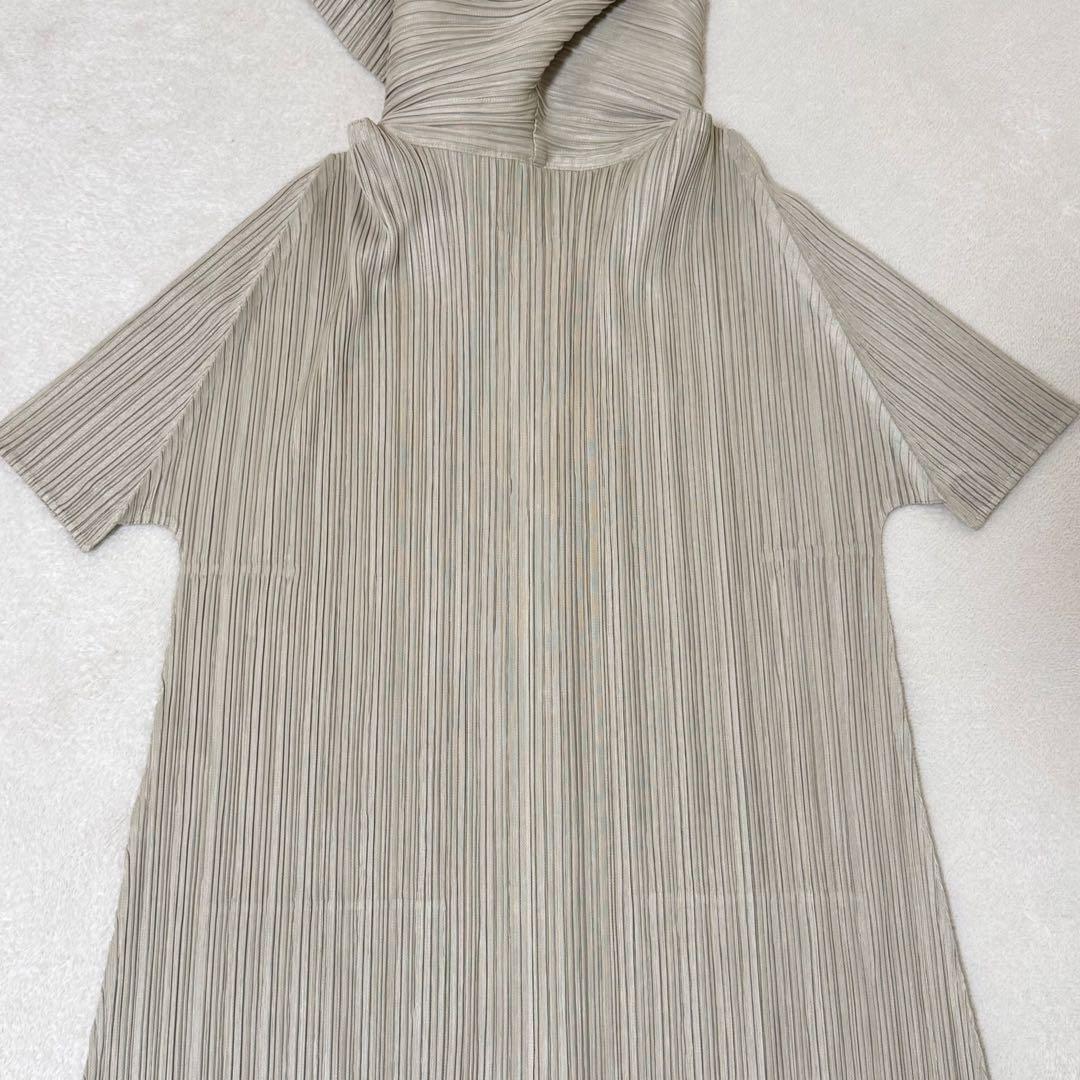 極美品✨PLEATS PLEASE プリーツ　パーカー　ロング丈　ベージュ