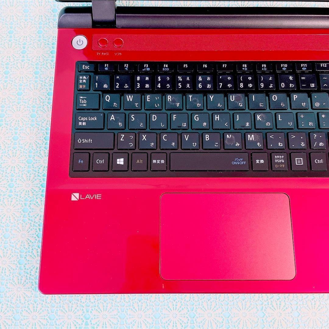 たっぷり大容量1TB✨️可愛い赤❣️薄型ノートパソコン✨️カメラ・テンキー付き事務作業