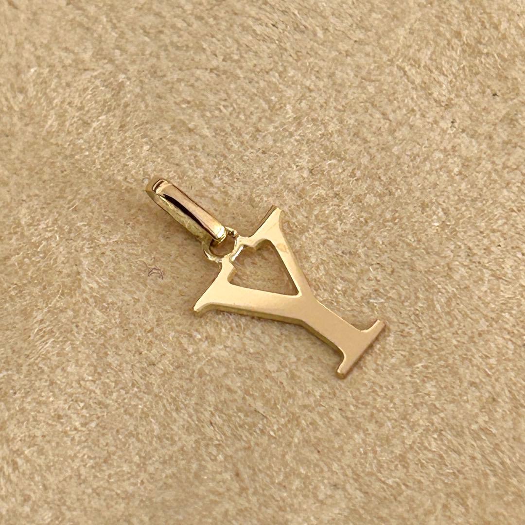 K18YG イニシャル アルファベット Y トップ ヘッド チャーム 新品