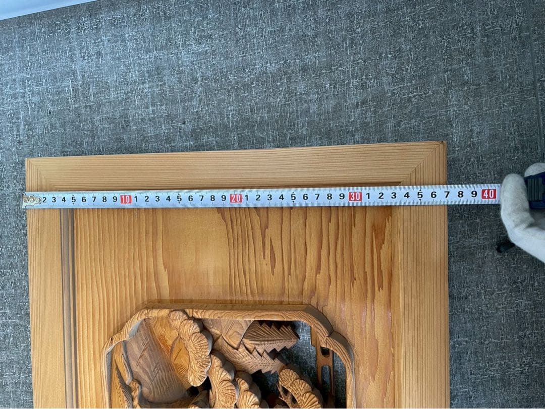 欄間　二枚組　木彫り　彫刻　松