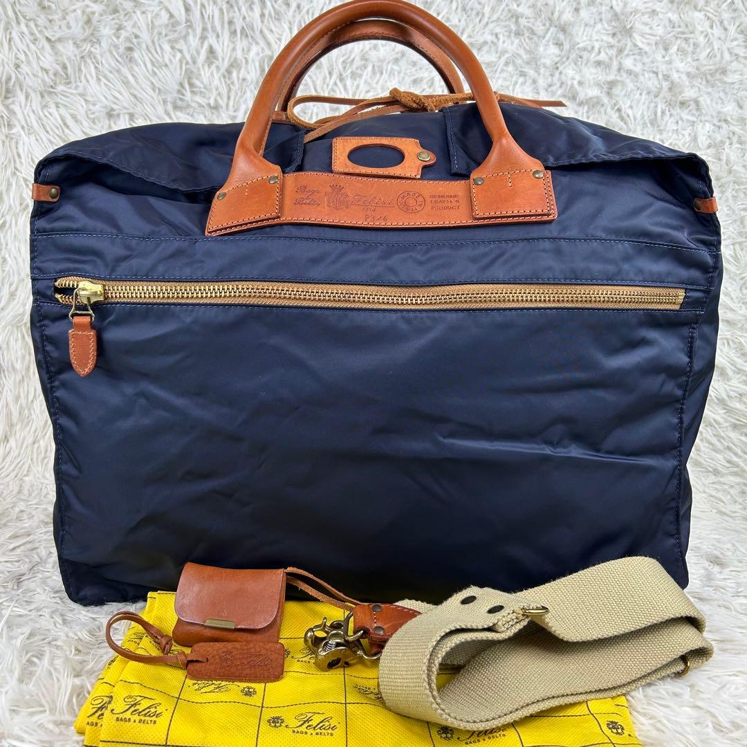 ✨極美品 Felisi フェリージ P3/6 ボストンバッグ 2WAY ネイビー
