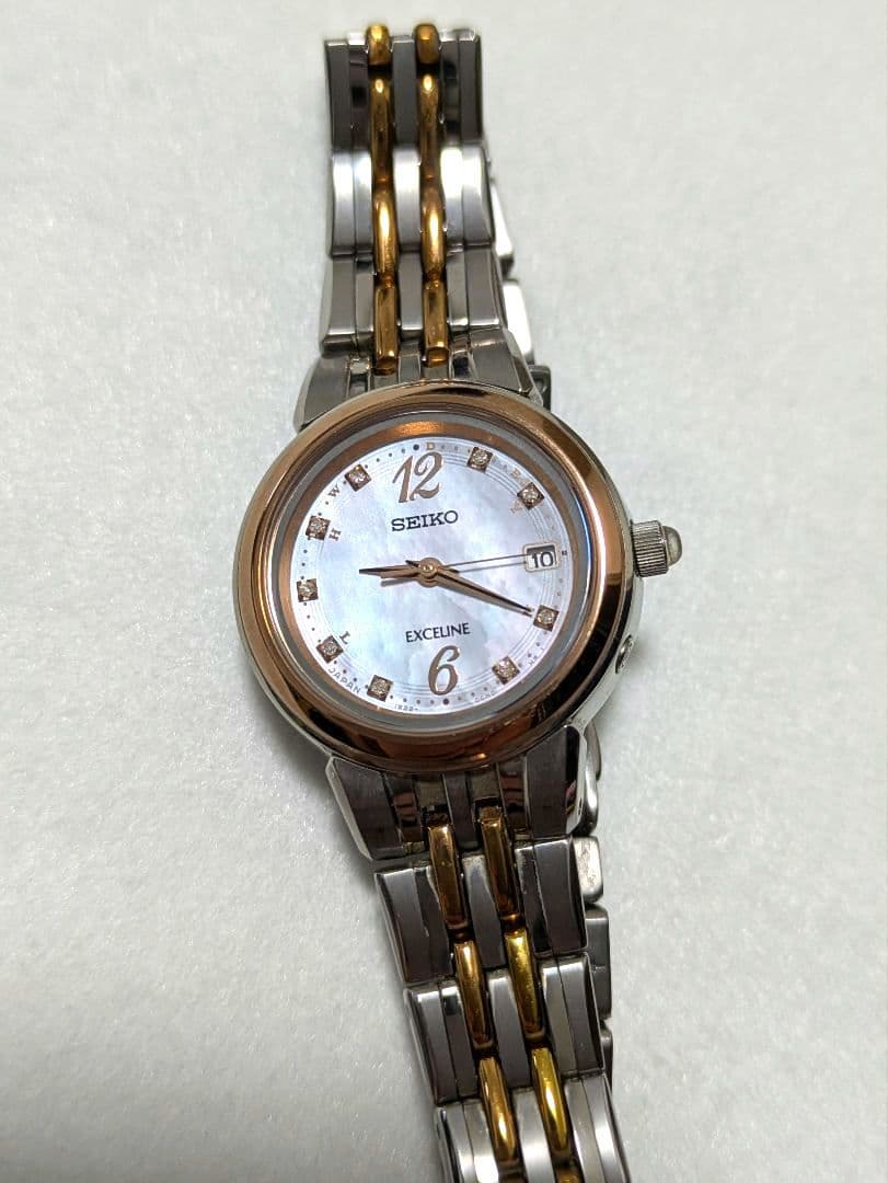 ✨電波ソーラー✨美品SEIKO EXCELINE 腕時計 9Pダイヤ セイコー