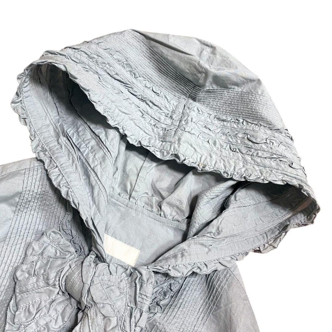 ピンクハウス　オーバーブラウス　ピコフリル　リボン　ピンタック　フード付き