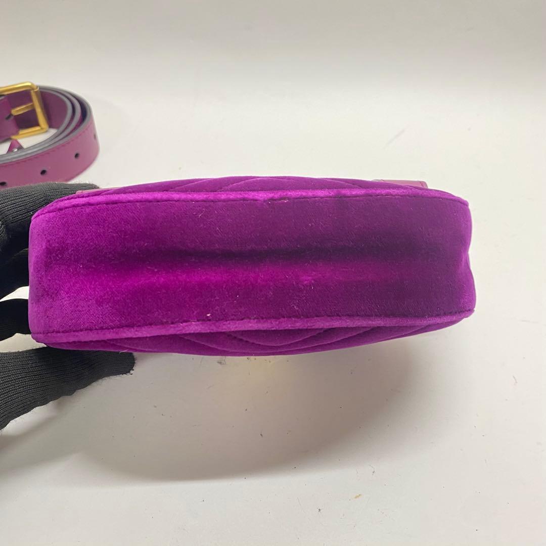 【美品】GUCCI マーモント ベロア ボディバッグ ウエストポーチ パープル