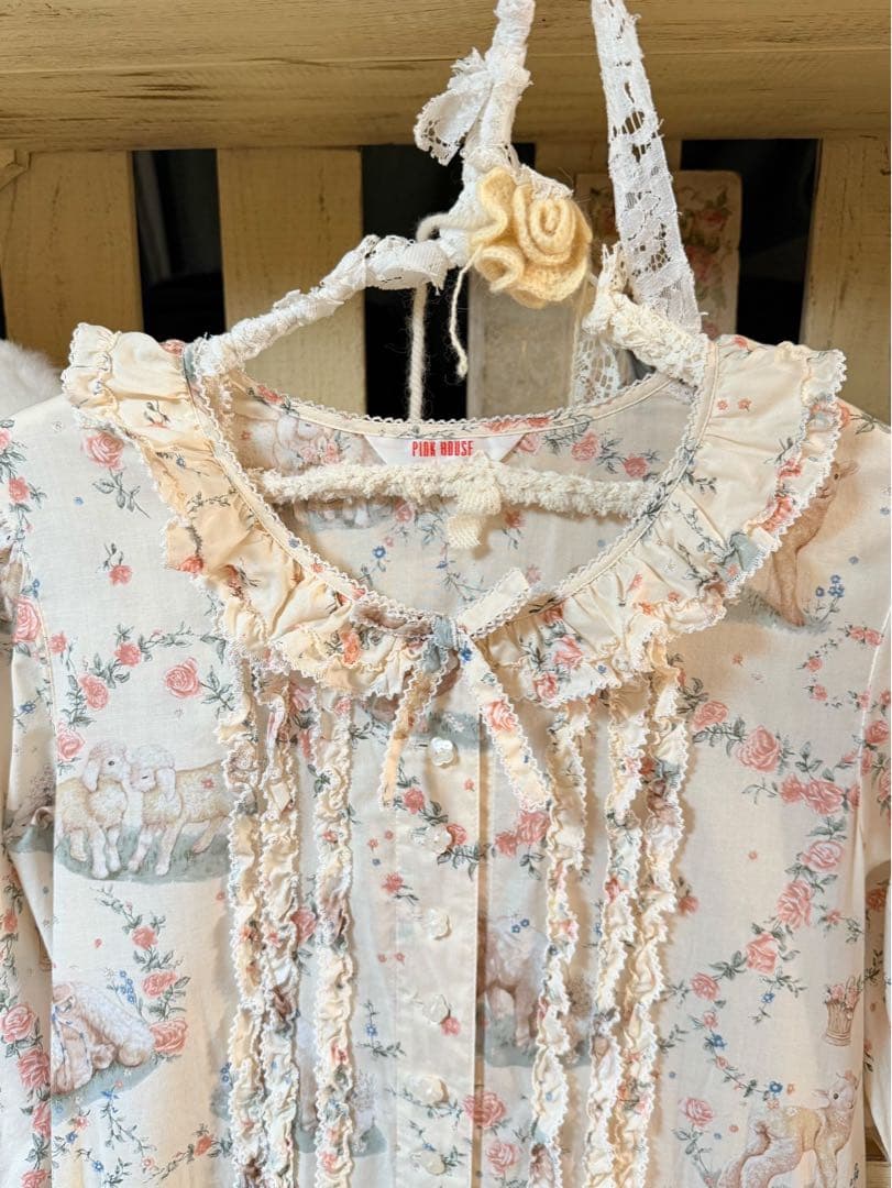 pinkhouse ピンクハウス ひつじプリント ロングワンピース クリーム色