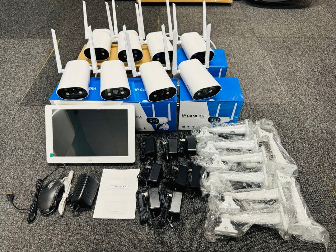 ワイヤレス防犯カメラ4台セット 10.1インチLCDモニター暗視撮影 H.265