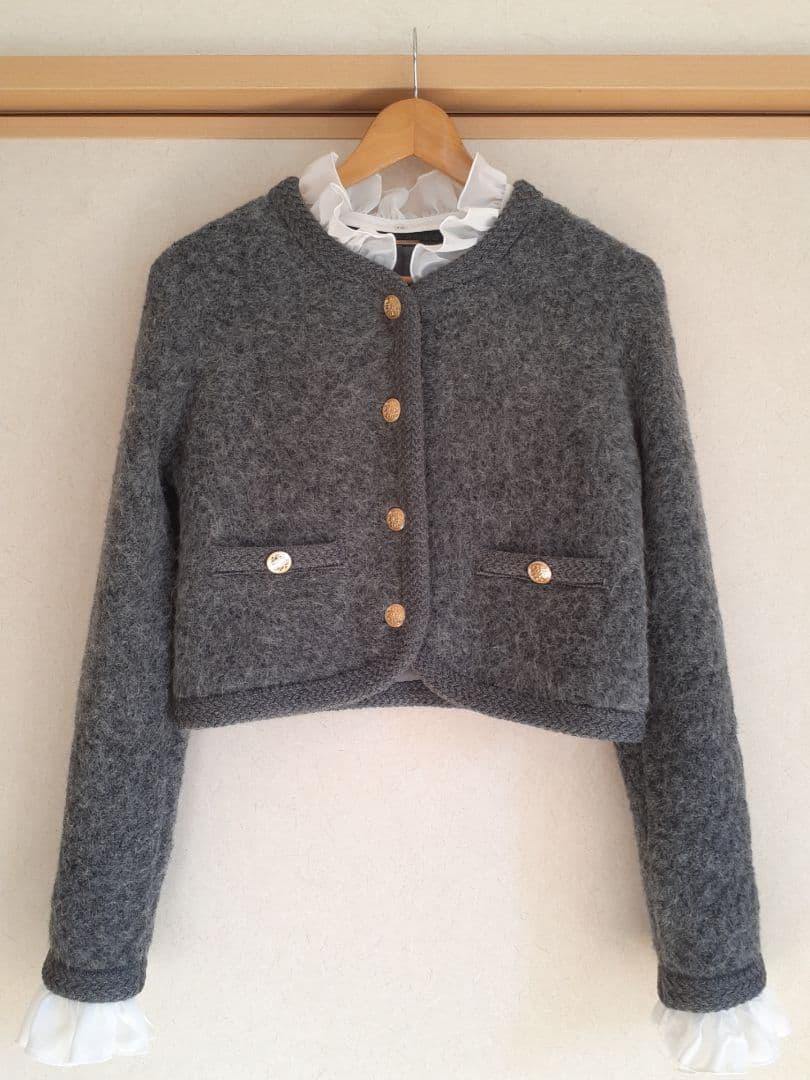 SNIDEL 　ファーライクフリルニットジャケット