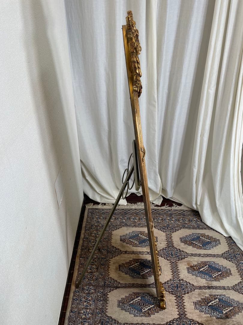 エレガント スタンドミラー ゴールドフレーム ロココ 姿見 アールヌーボー