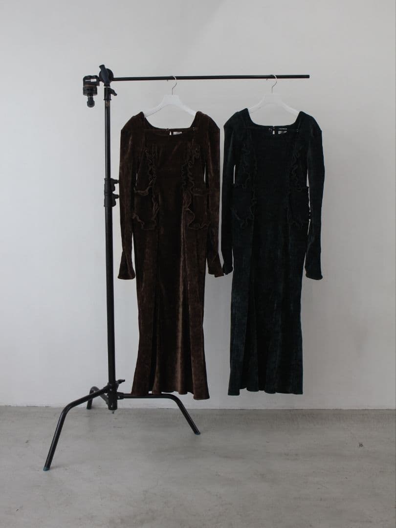 スーツ・フォーマル・ドレス belted velour frill onepiece
