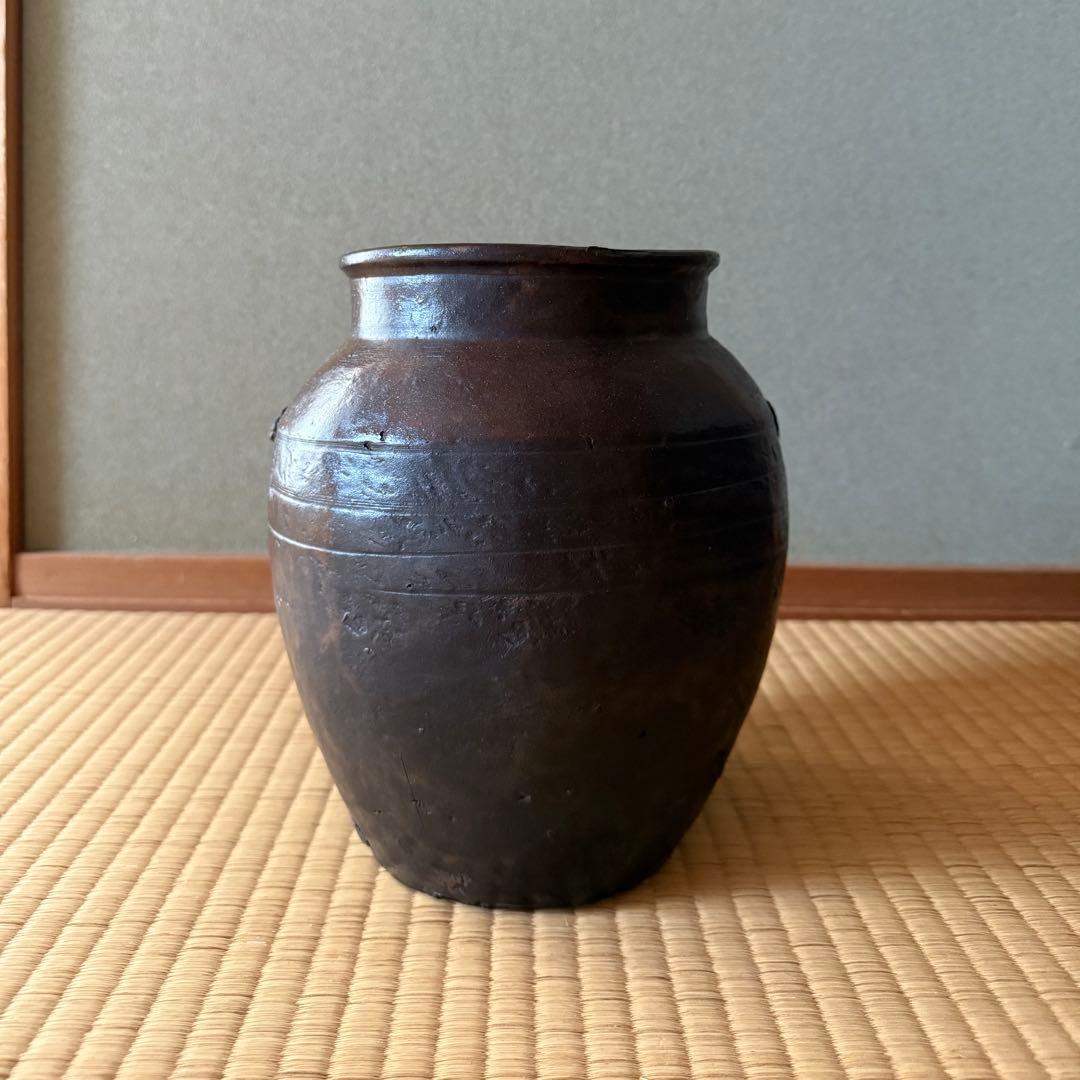 唐津 褐釉小壷 江戸時代 古唐津 九州民窯 古薩摩 黒薩摩