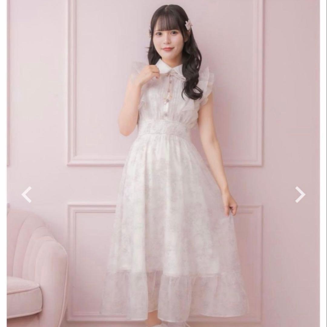 ROJITA フリルスリーブ花柄ロングワンピース