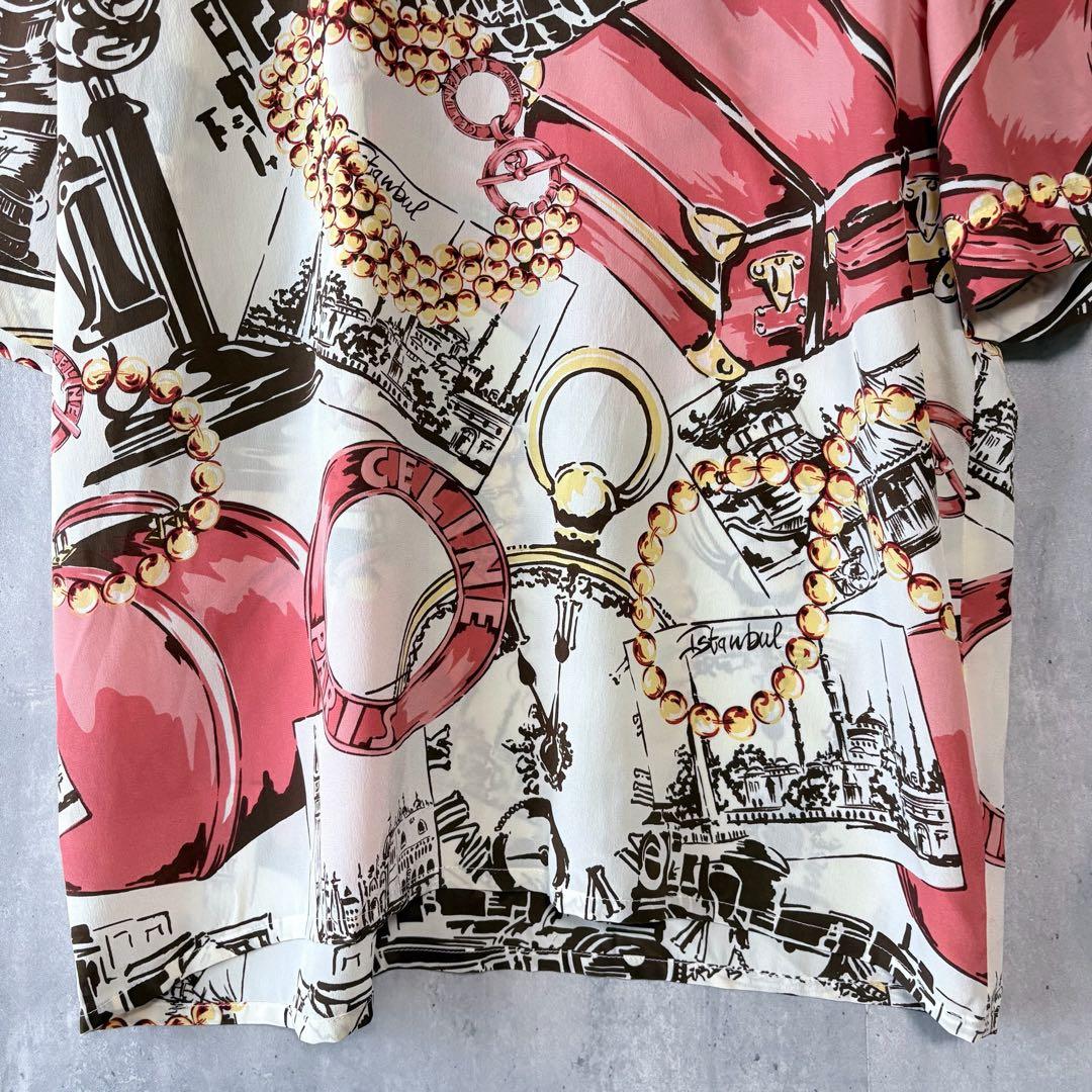 新品✨セリーヌ 00年代 希少ヴィンテージ ブラウス 総柄 シルク スカーフ柄