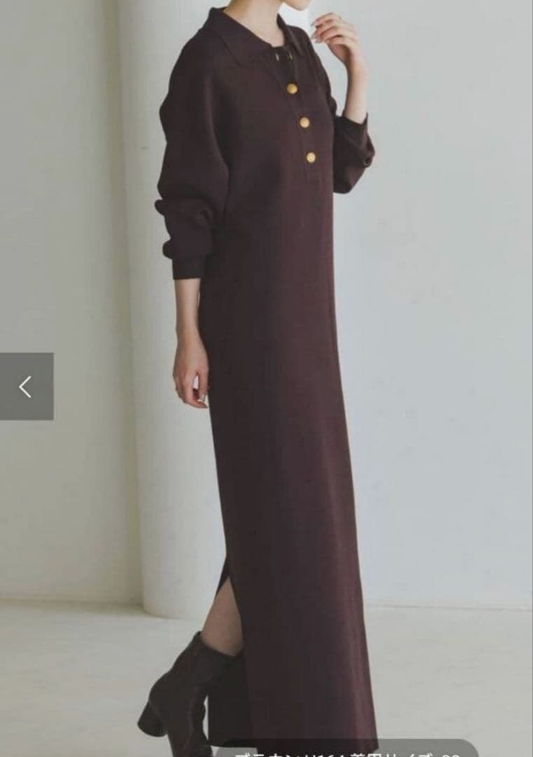 【未使用】2025✨️ノーブル ポロシャツ ニット ワンピース 美ライン ブラウン