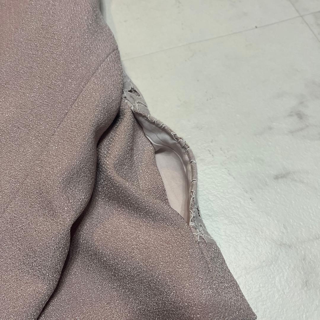 極美品　ハナエモリ　ノーカラージャケット　レース　サイズ40 シボ加工　薄ピンク