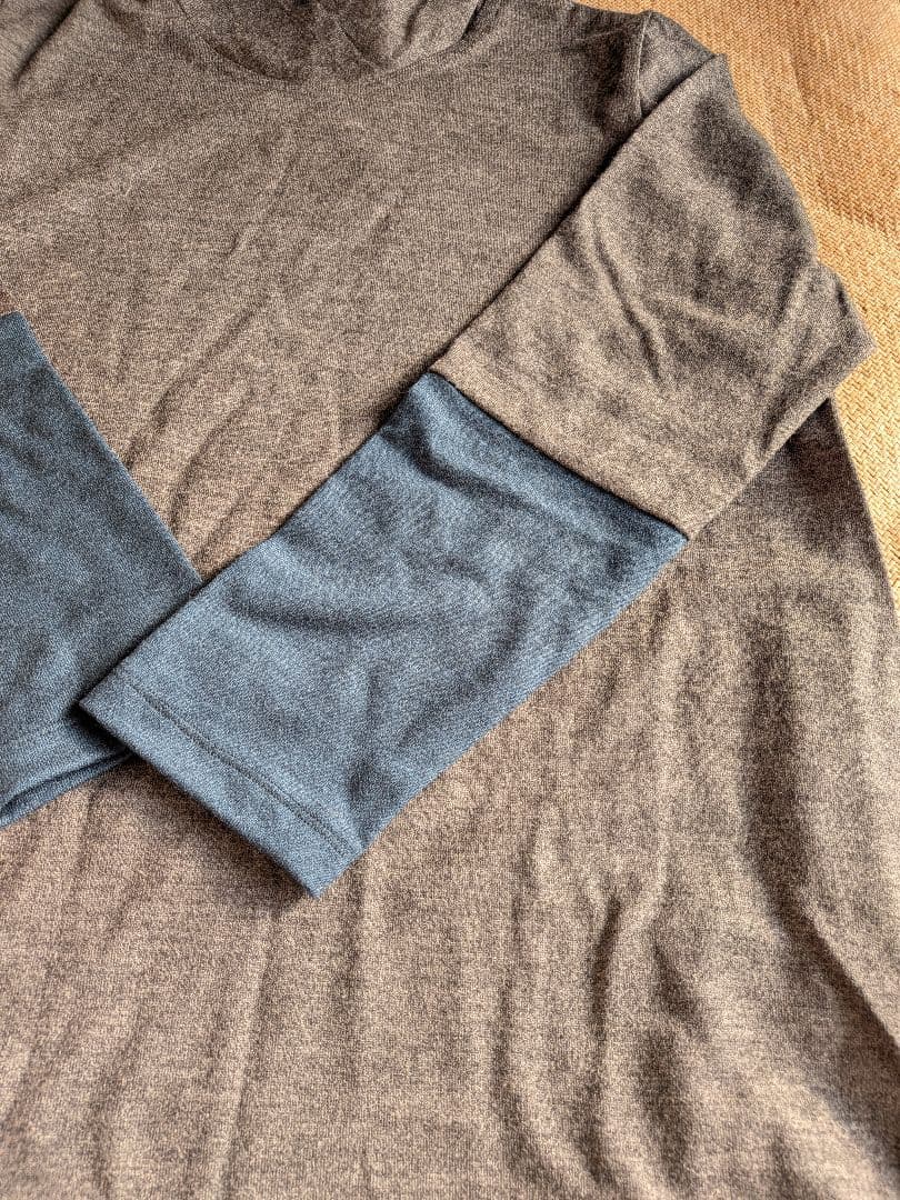 群言堂登美グレーと青のタートルネック長袖チュニック