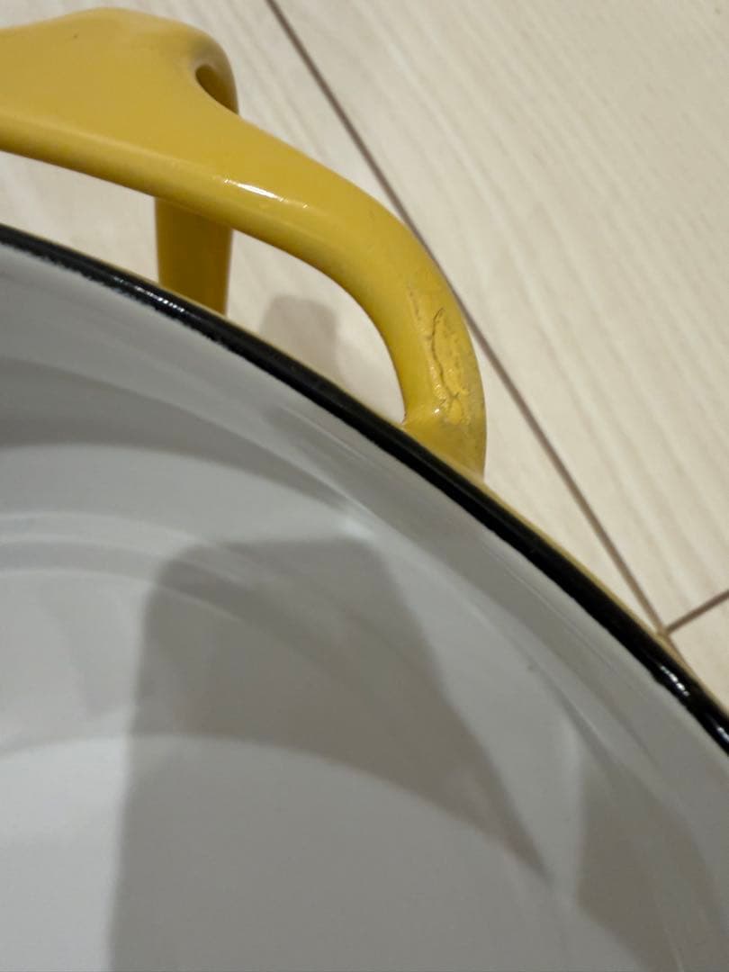 イエロー 両手鍋 蓋付き 約23センチ