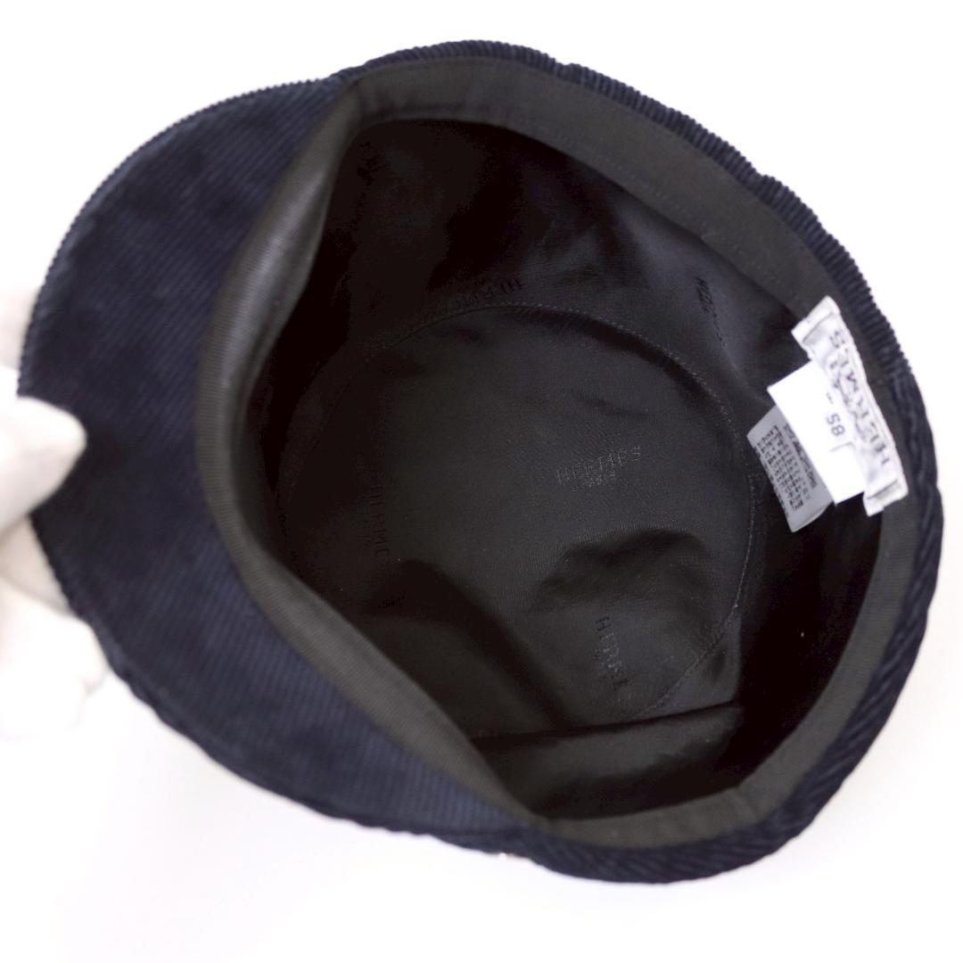美品 HERMES セリエボタン コーデュロイキャスケット 58 濃紺 1061