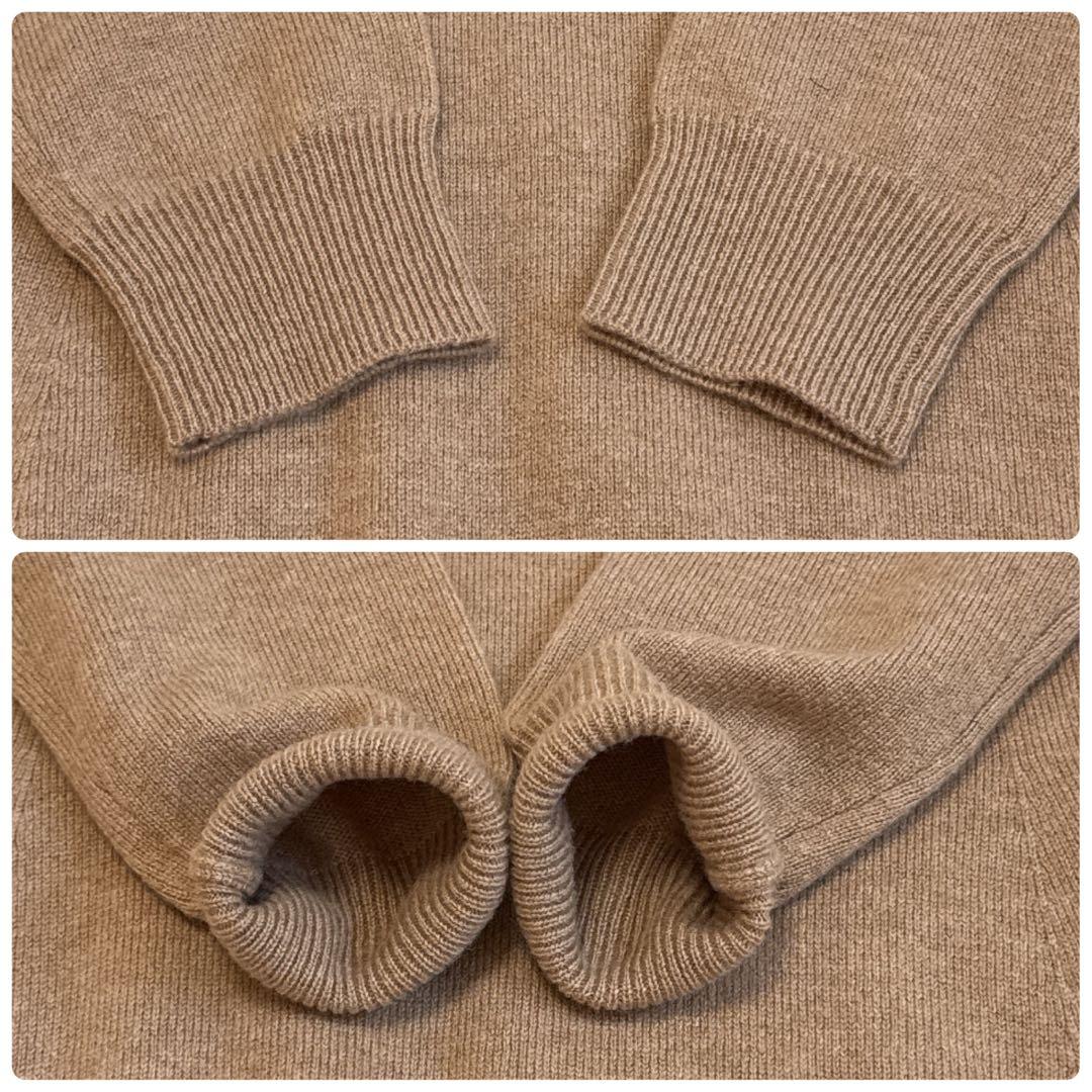 [美品] ラルフローレン カシミヤ100 ワンピース M レザー切替　フレア