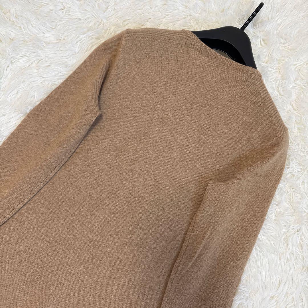 [美品] ラルフローレン カシミヤ100 ワンピース M レザー切替　フレア