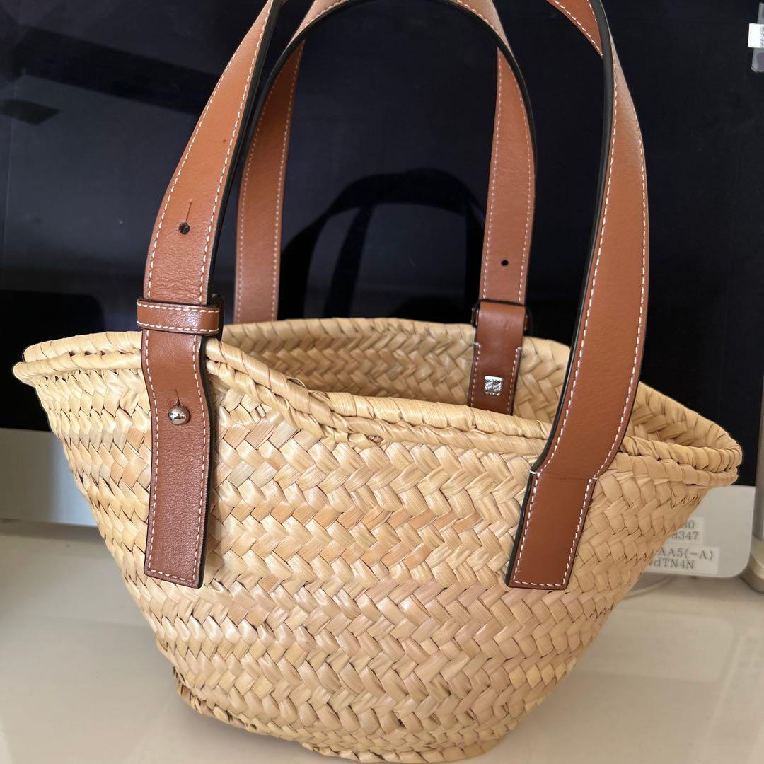 SALE LOEWE かごバッグ ストロー レザー