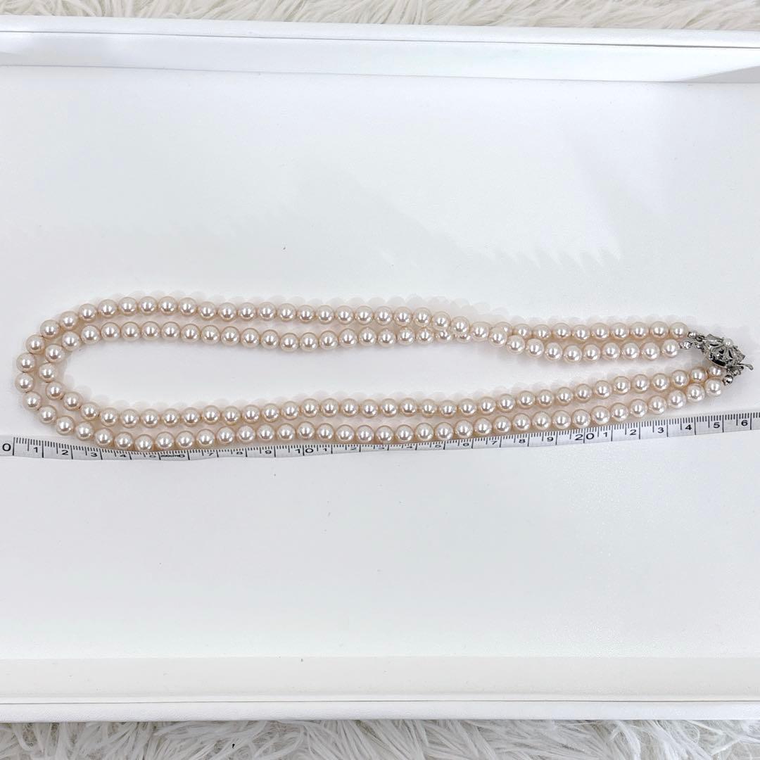 にしやん アコヤ 本真珠 パール 2連 1点物 ベージュ ネックレス