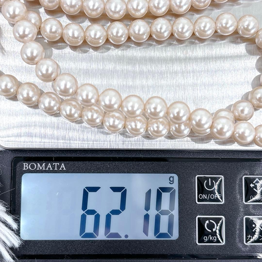 にしやん アコヤ 本真珠 パール 2連 1点物 ベージュ ネックレス