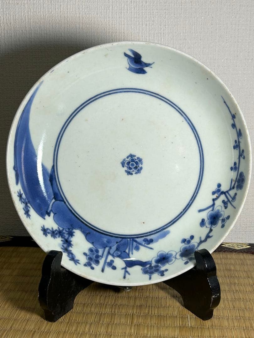 古伊万里　藍柿右衛門　染付皿　江戸時代中期