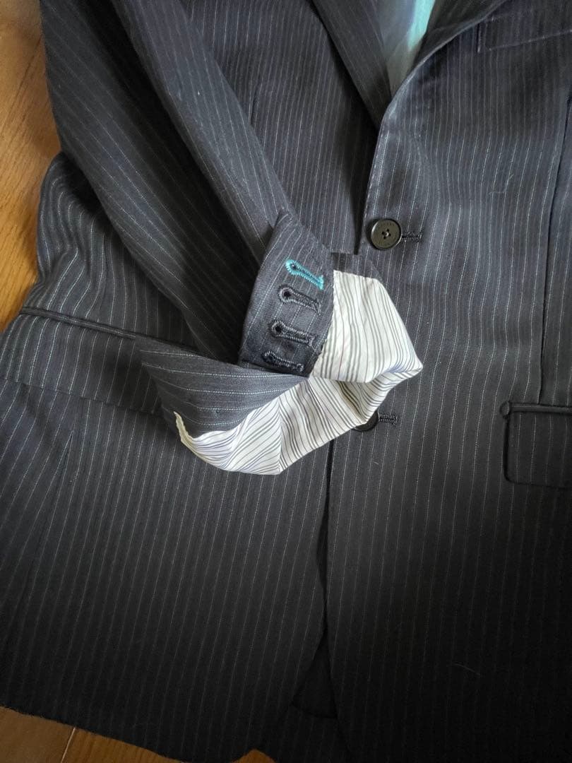 【美品】バーバリーブラックレーベル 3ピーススーツ 紺 38R 本切羽