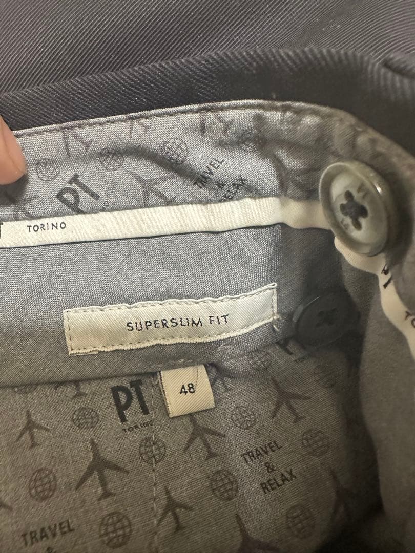 PT トリノ スーパースリムフィット スラックス ネイビー