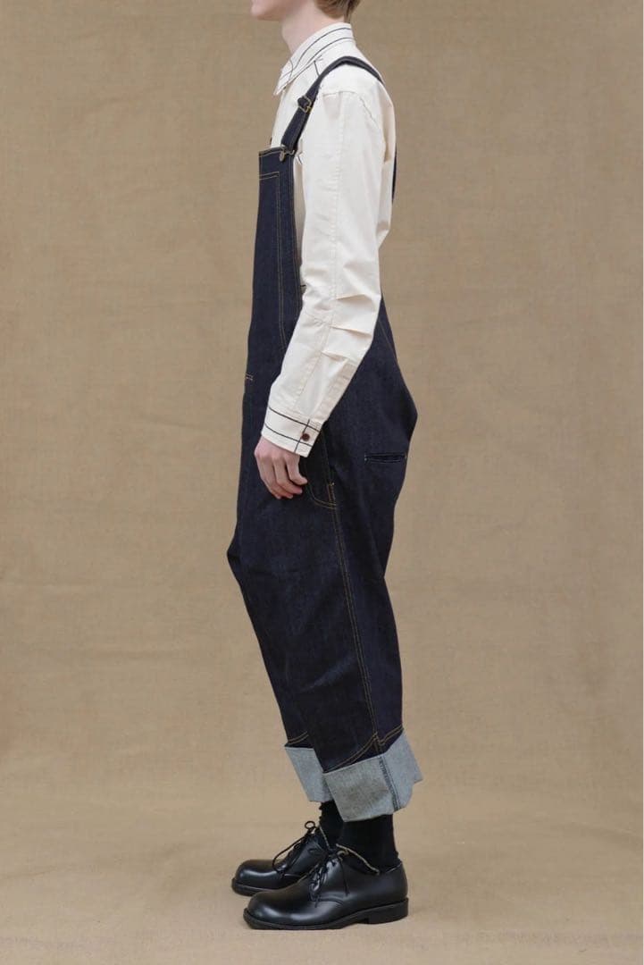 1回着用美品:NEMETHネメス:比翼デニムオーバーオール サイズL 国産デニム
