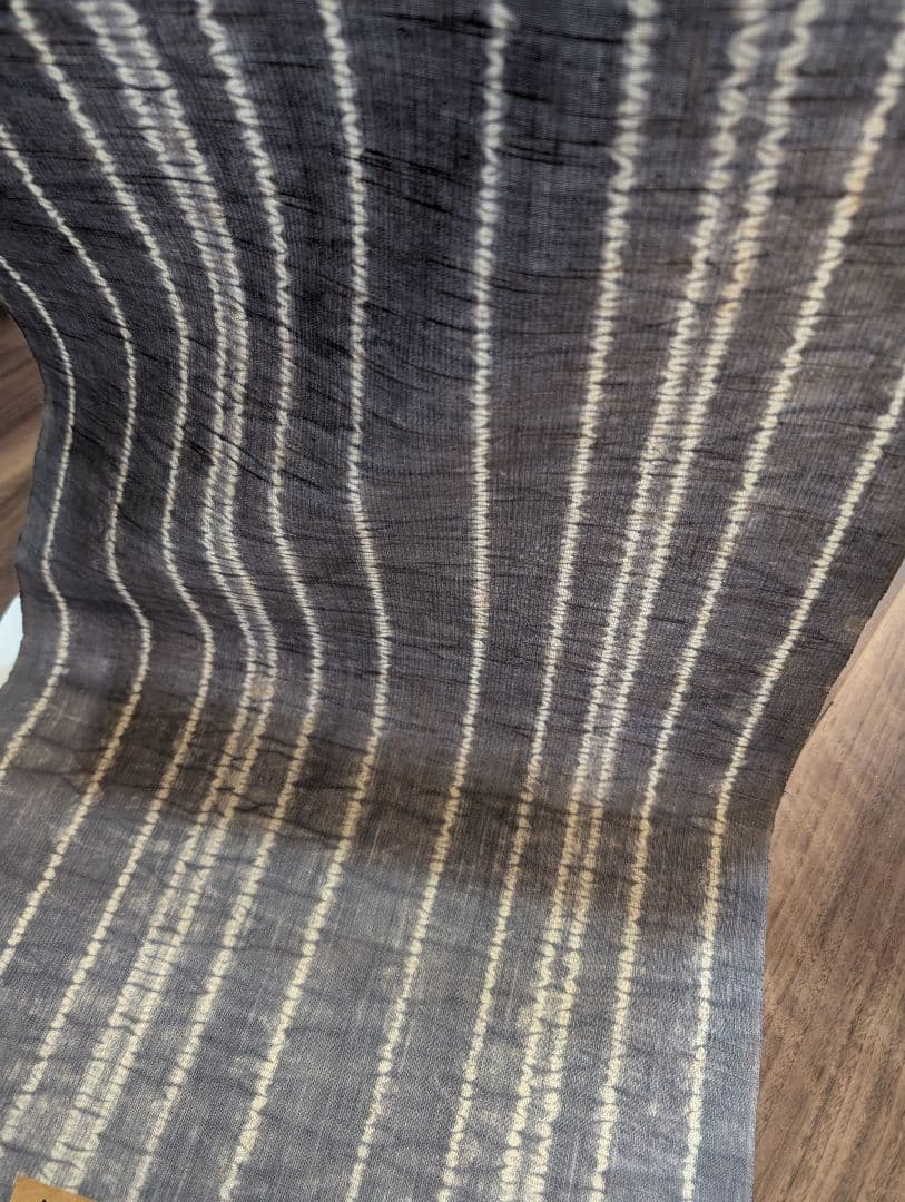 片貝絞り　木綿反物　越後紺仁　草木染木綿　越後松煙染　着尺　極美品
