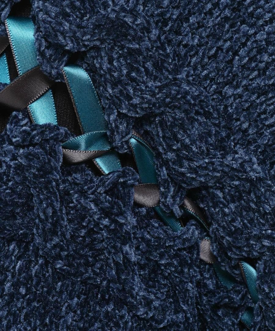 即完売品 新作 新品 HARE モールレースアップカーディガン ブルー