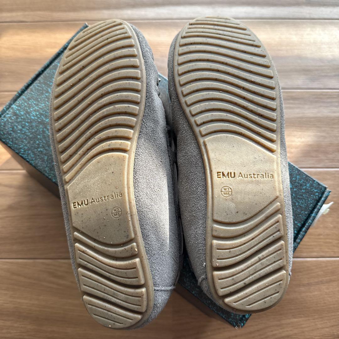 新品＊ EMU グレー Charcoal スエード ファー モカシン 完売カラー