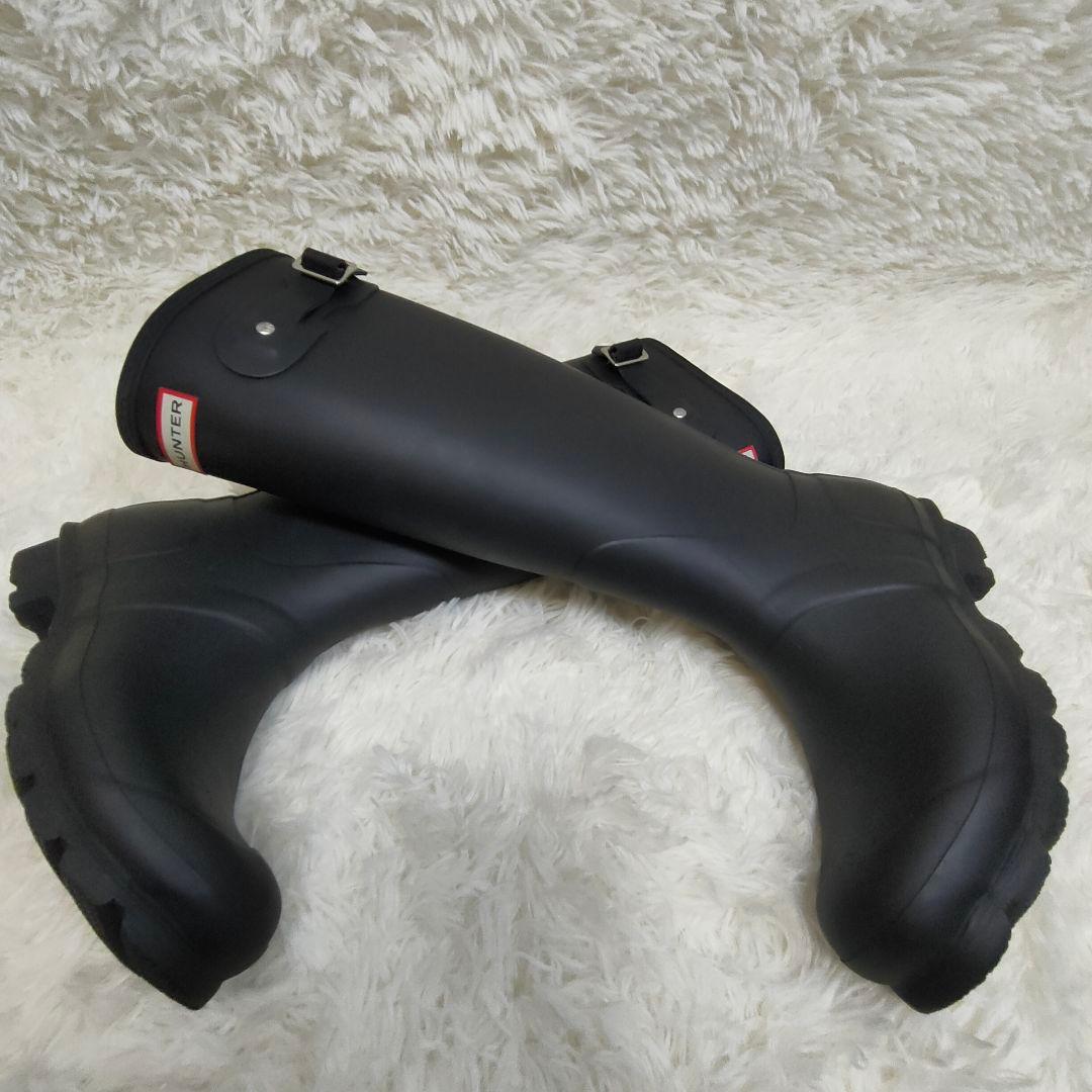 【美品】HUNTER レディース 長靴 バックル付き ブラック 23cm