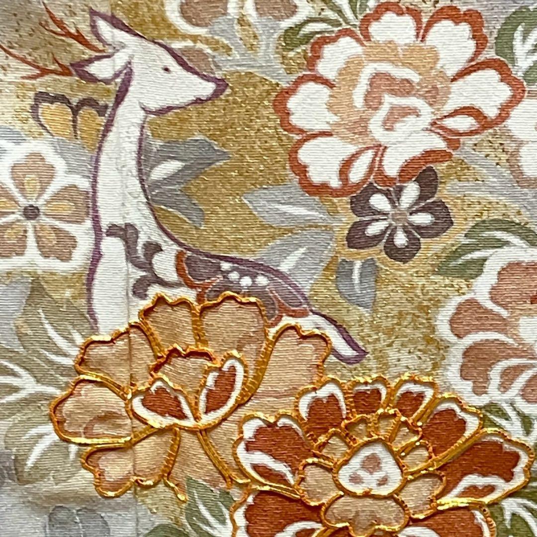 ［4418］色留袖 美品 未使用 駒刺繍 一つ紋 五瓜に唐花 正絹 着物 袷