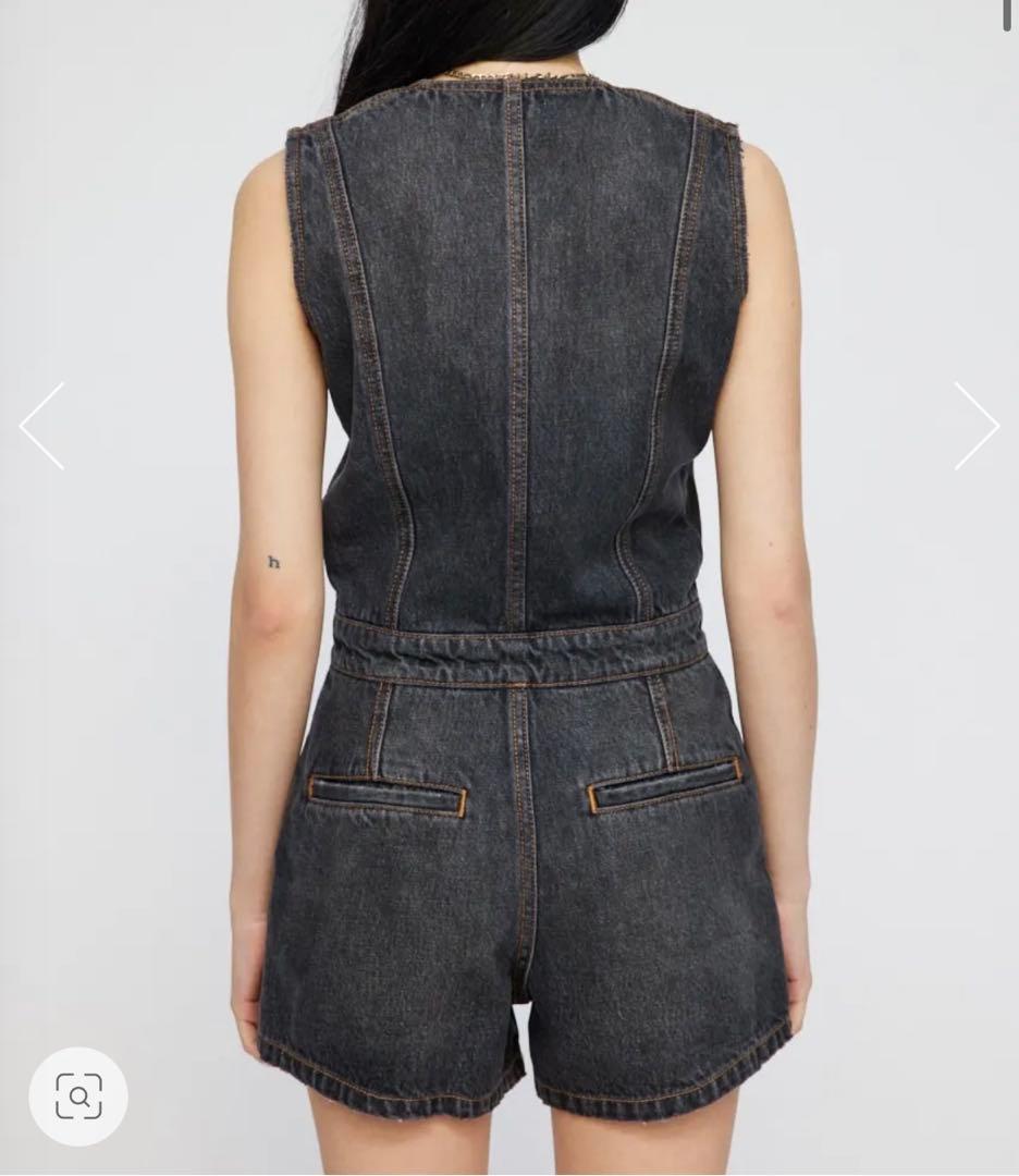 ラグアジェム　ポケットデニムミニオールインワン　ブラック　M