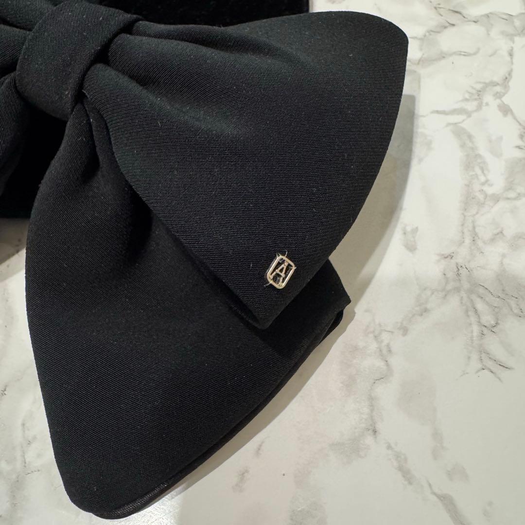 アレクサンドルドゥパリ リボン バレッタ ブラック 8cm