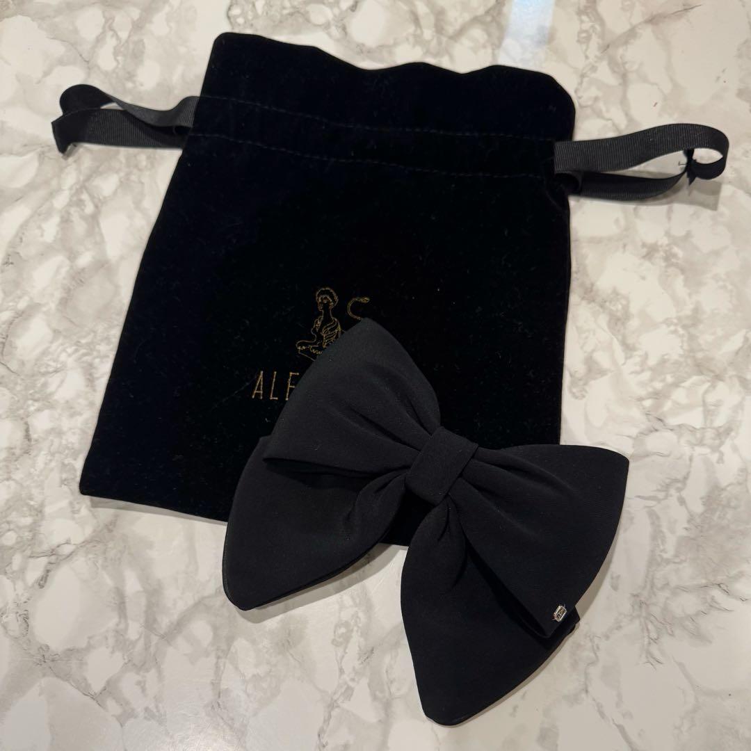 アレクサンドルドゥパリ リボン バレッタ ブラック 8cm