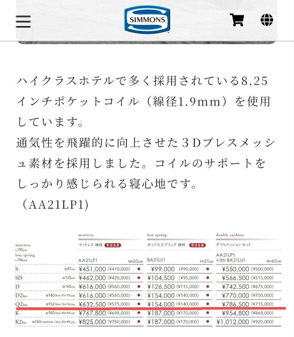 ベット シモンズ マットレス クイーンサイズ ビューティレスト リュクス